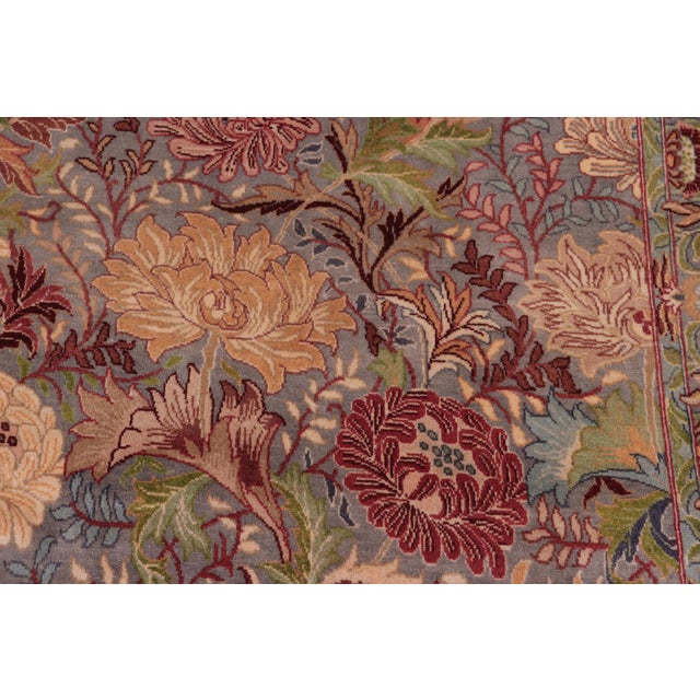 Floral 1990's Square William Morris Pak-Persian Gray/Gray Wool Rug - 8'0'' X 8'3'' For Sale In New York - Image 6 of 9