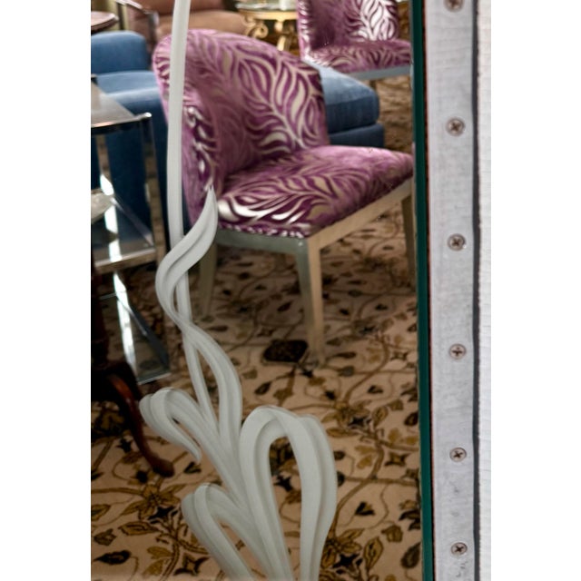 Art Nouveau Etched Three Panel Mirrored Screen Room Divider For Sale In New York - Image 6 of 10