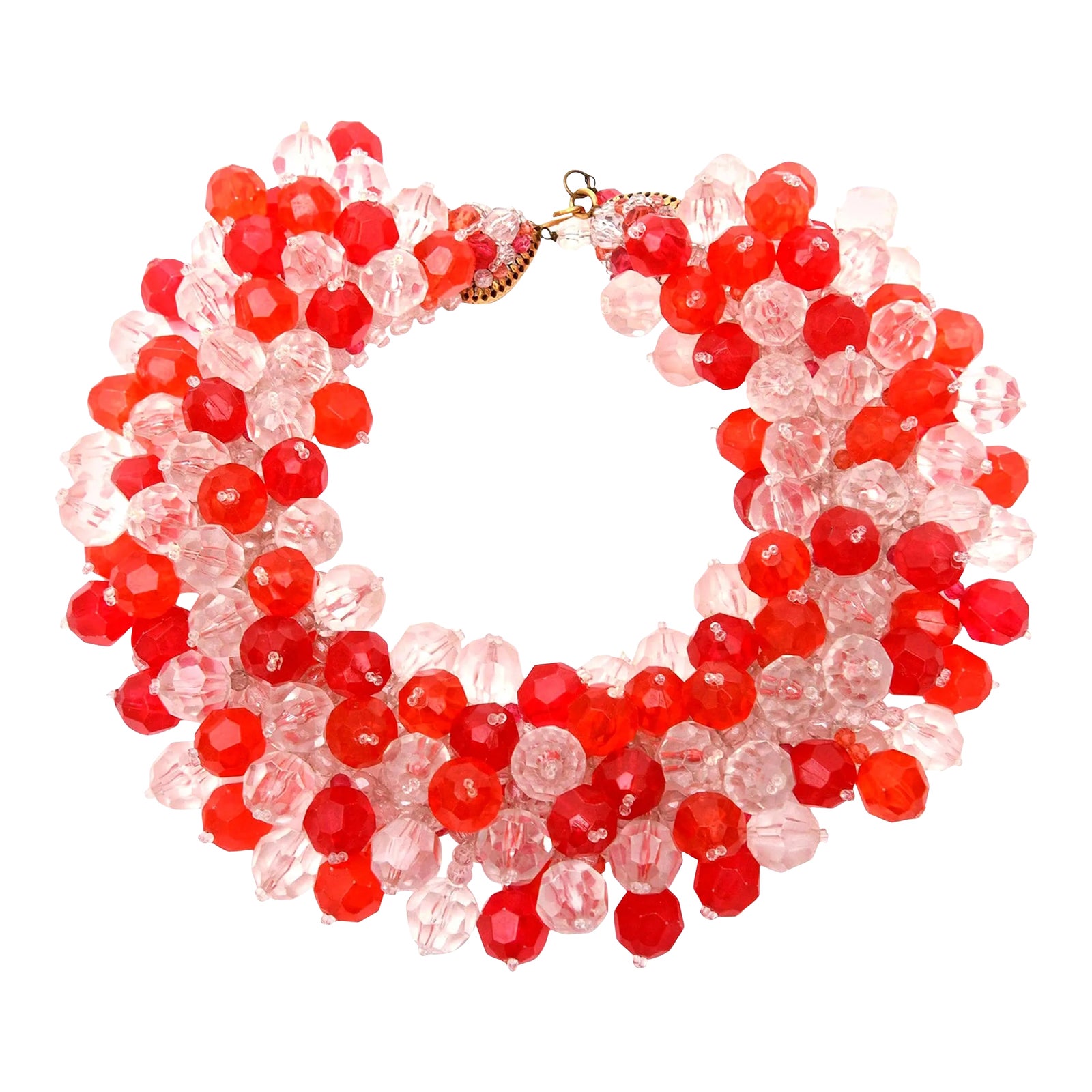 Vintage Coppola E Toppo for Pucci Cluster Beaded Orange Red and Clear ...