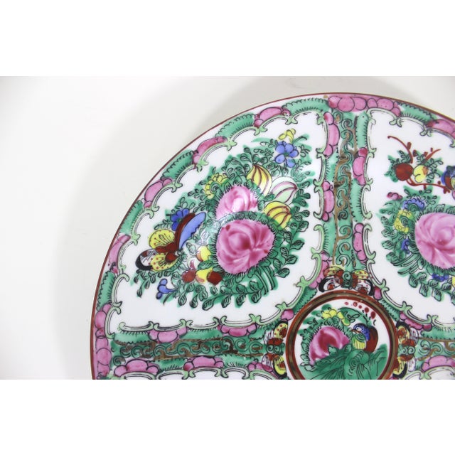 Hand Painted Chinese Famille Rose Medallion 10” Plate For Sale - Image 6 of 7
