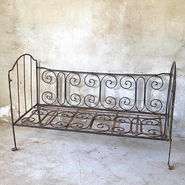 Vintage Wrought Iron Bench, 1950s For Sale - Image 6 of 9