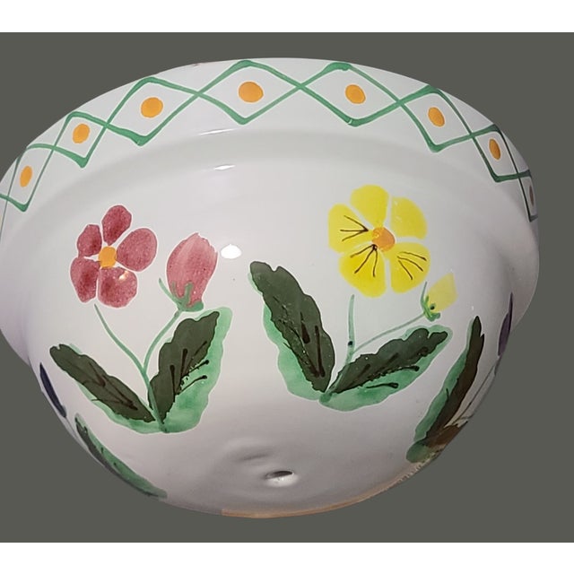 Ceramic Late 20th Century Hand Painted Floral Italian Terra Cotta Wall Hanging Planter For Sale - Image 7 of 10