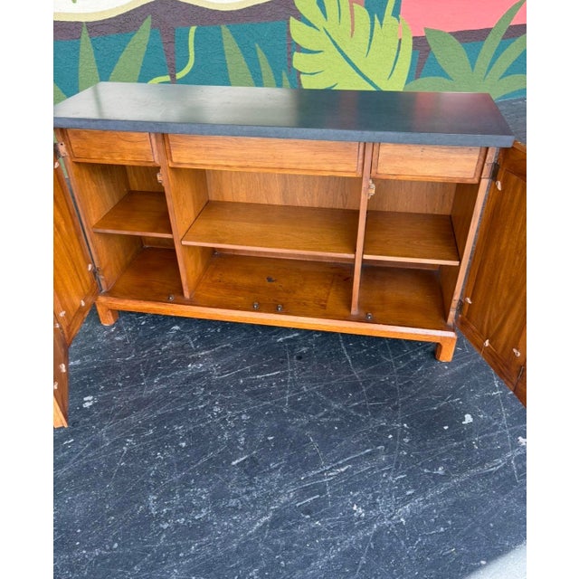 Mid Century Heritage Slate Top Petite Credenza W Reversible Door Panels For Sale - Image 17 of 17