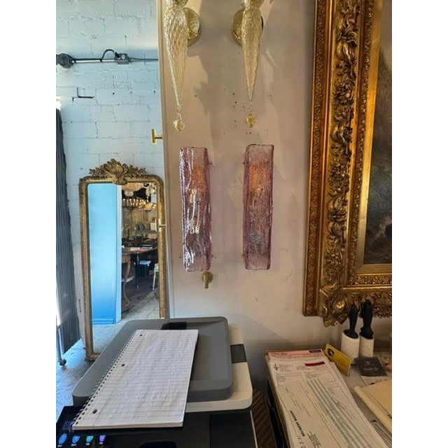 Metal Murano Lavender Granola Glass Sconces - a Pair For Sale - Image 7 of 8