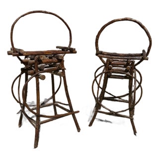 Pair of Adirondack Twig Cigar Box Tables For Sale