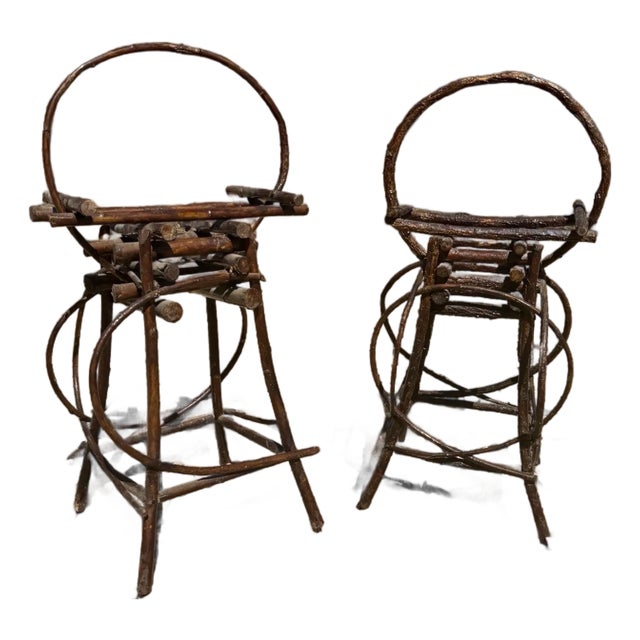 Pair of Adirondack Twig Cigar Box Tables For Sale