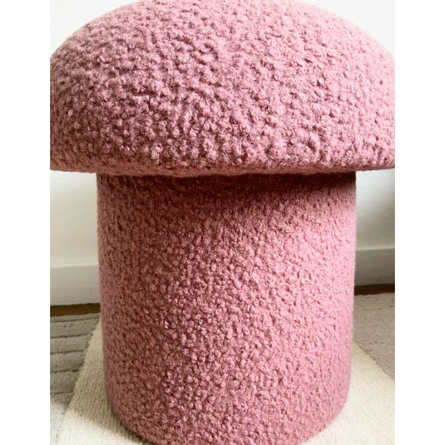Textile Pink Boucle Mushroom Ottoman For Sale - Image 7 of 10