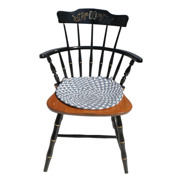 Early 20th Century Nichols and Stone Black Lacquered Hand Painted Windsor Chair For Sale