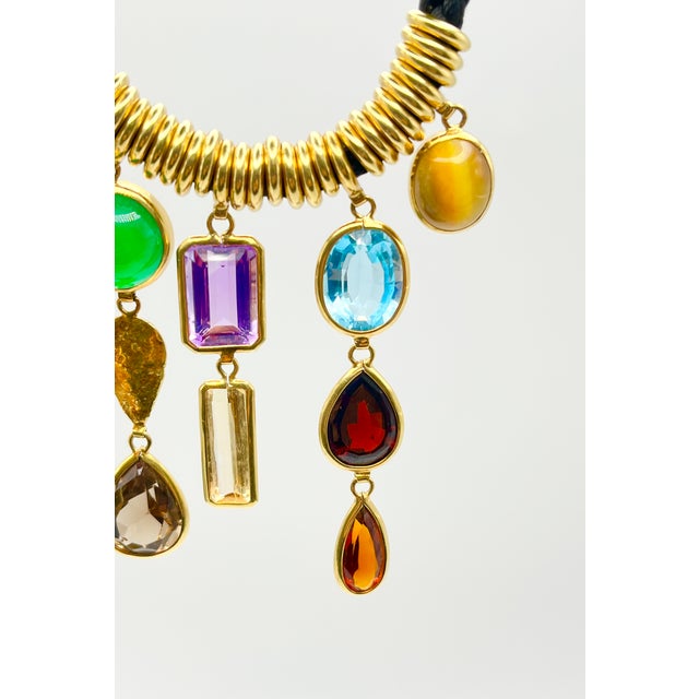 Metal 1990s H. Stern 18k Yellow Gold Multicolor Gemstone Necklace For Sale - Image 7 of 10