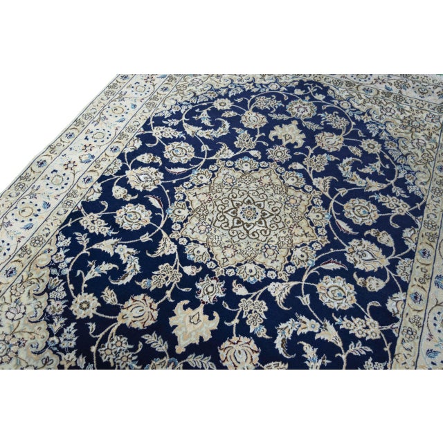 Hand-Knotted Nain Rug with Floral Medallion For Sale - Image 5 of 12