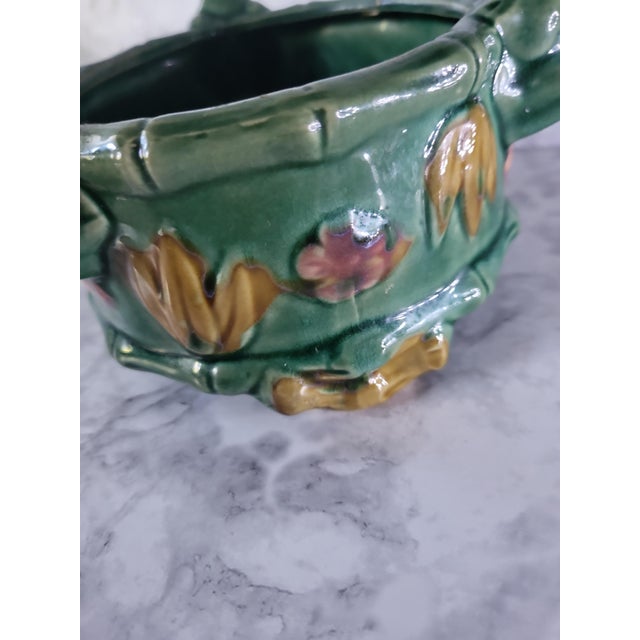 1980s Footed Majolica Planter With Frogs For Sale - Image 4 of 9