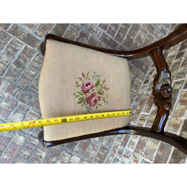 Curved Balloon Back Antique Victorian Chair With Needlepoint Cushion by Charlotte Chair Company For Sale - Image 4 of 12