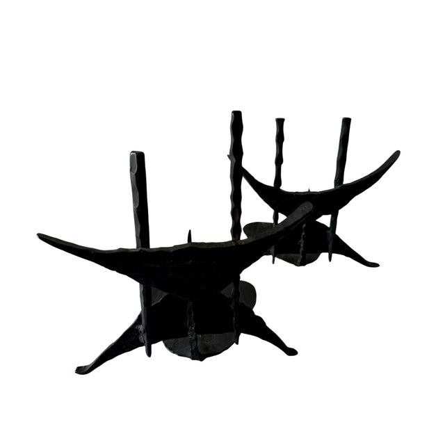David Palombo, Modernist Brutalist Hand Forged Iron Bookends Sculpture Israeli David Palombo For Sale - Image 12 of 12