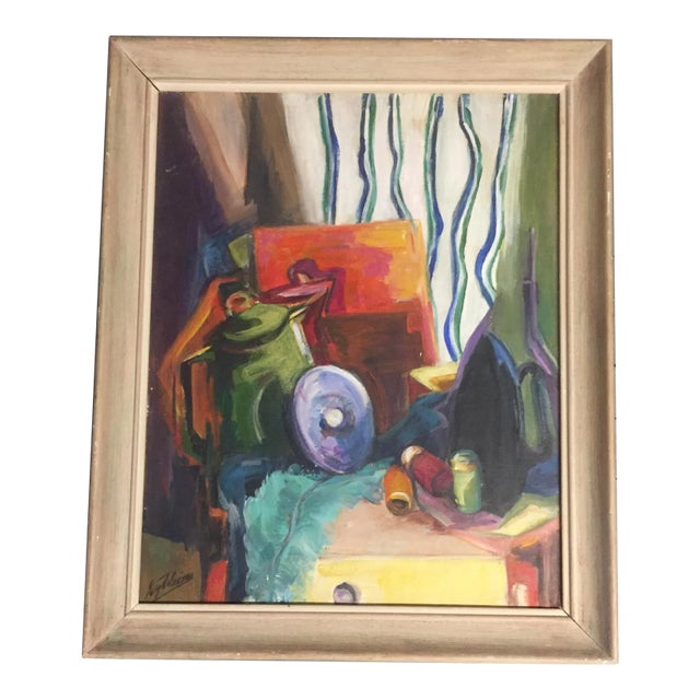 Original Vintage Modernist Still Life Painting For Sale