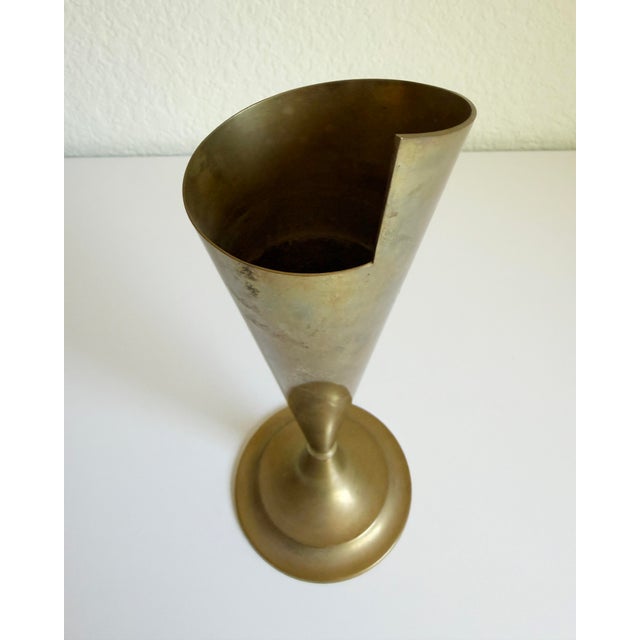 Metal 1950s Spiral Brass Vase For Sale - Image 7 of 8