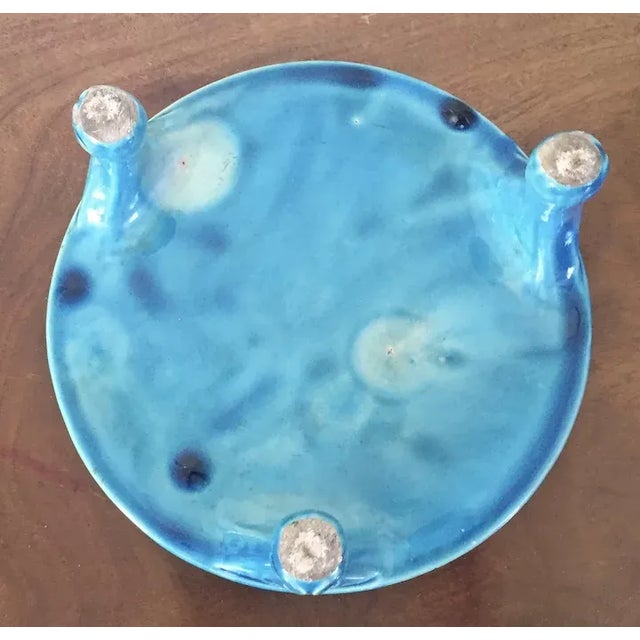 Antique 19th Century Chinese Peacock Blue Porcelain Altar Fruit Stand For Sale - Image 11 of 13