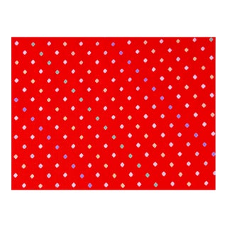 Vintage Kimono Silk Blend by the Yard Red With Diamond Shape Dots For Sale