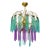 1980s One-of-a-Kind Hand-Painted Spanish Glass Rod Chandelier in Turquoise & Purple – 3 Lights For Sale