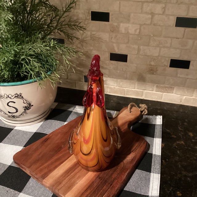 Rustic Art Glass Murano Style Rooster Hand Blown For Sale - Image 3 of 6