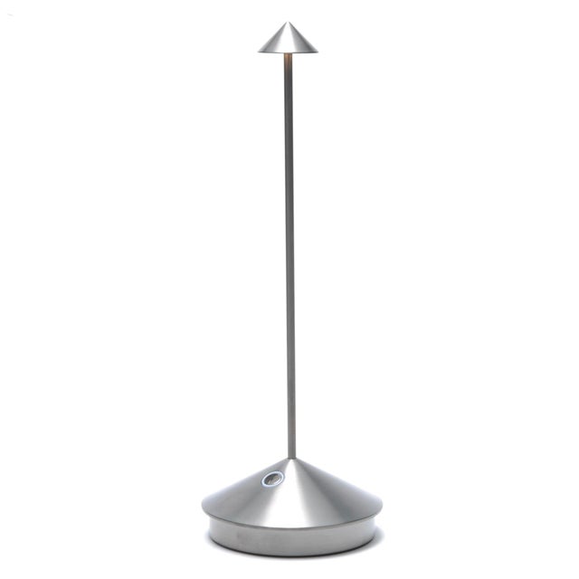 Modern Zafferano Pina Pro Rechargeable Indoor/Outdoor Cordless Table Lamp, Antique Nickel For Sale - Image 3 of 3