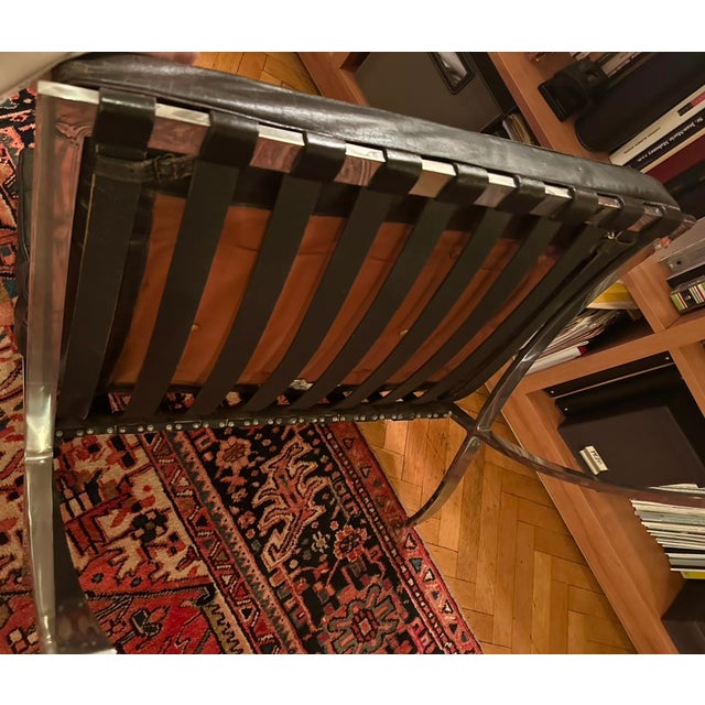 Mid 20th Century 20th Century Mies Van Der Rohe Barcelona Chairs in Black Leather and Cast Chrome Frame by Knoll For Sale - Image 5 of 11