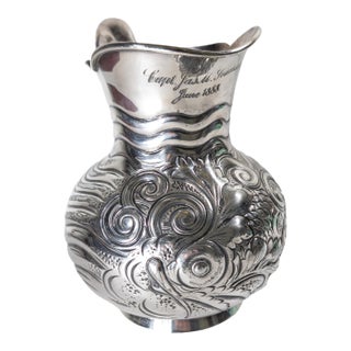 19th Century American Meriden Silverplate Pitcher Presented to Captain James Seaman For Sale