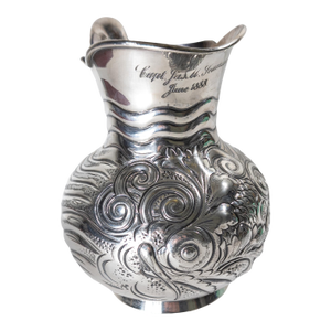 19th Century American Meriden Silverplate Pitcher Presented to Captain James Seaman
