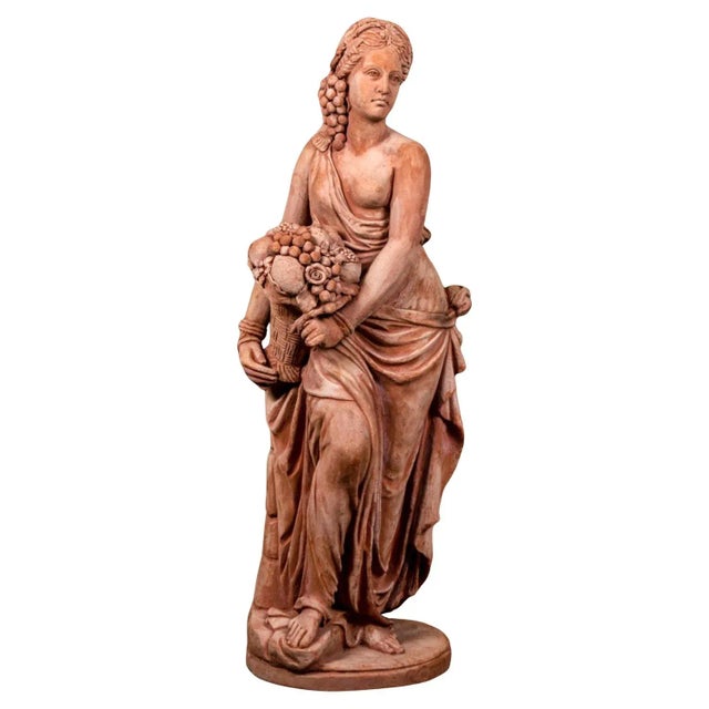 Statues of Abundance, 20th Century, Terracotta, Set of 2 For Sale - Image 8 of 9
