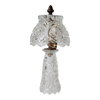 Vintage Cut Crystal Boudoir Table Lamp W/ Matching Shade For Sale