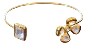 Bochic Jungle Gold and Silver White Topaz Bangle