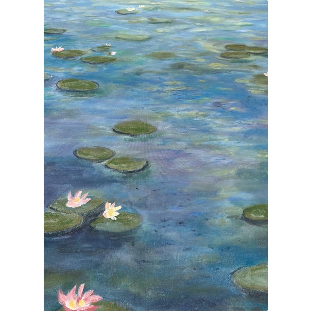 Hand Painted Canvas Panel of Monet’s Waterlilies 1 For Sale - Image 9 of 12