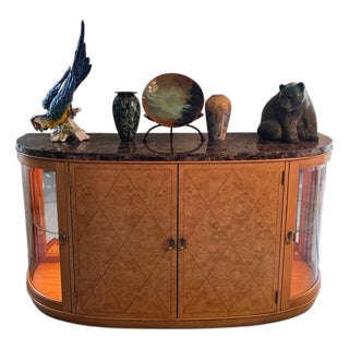 Thomasville Bogart Luxe Marble Top Burl Wood Buffet For Sale