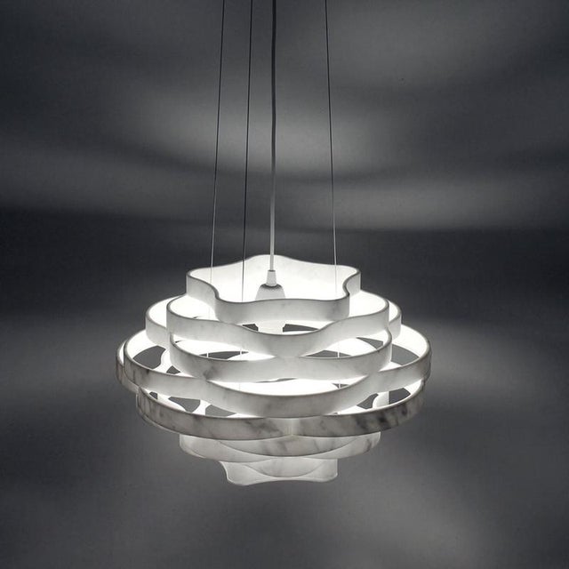Contemporary Nest LN2 Decorative Hanging Lamp in White Carrara Marble by Bufalini Marmi For Sale - Image 3 of 14