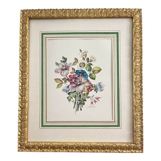 Italian Floral Watercolor Painting by Vittorio Guddittoi For Sale
