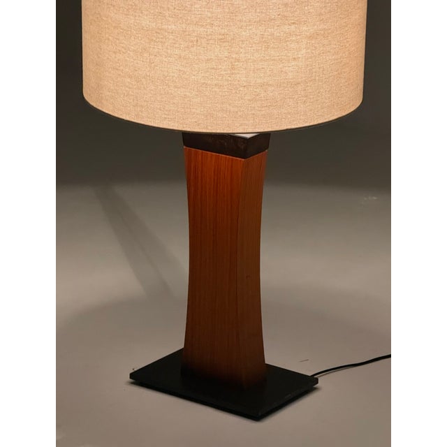 Mid-Century Modern Italian Teak Table Lamp, 1970s, in Very Good conditions. Designed 1970 to 1979 European Plug (up to...