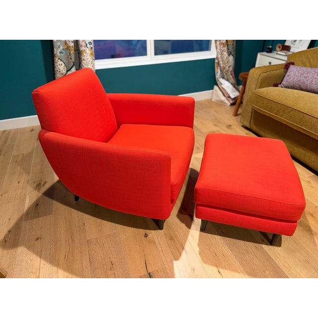 This gorgeous CB2 Parlour Chair & Ottoman set in Atomic Red are a stunning pop of color in any home. They are both in...