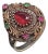 Vintage Natural Ruby, Emerald and Diamond Ring - 925 Sterling Silver Size 7 For Sale