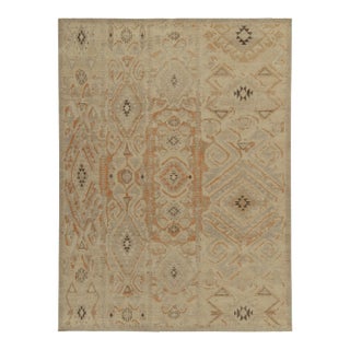 Rug & Kilim’s Distressed Style Rug in Beige-Brown, Blue & Rust Tribal Patterns For Sale