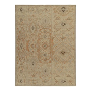 Rug & Kilim’s Distressed Style Rug in Beige-Brown, Blue & Rust Tribal Patterns For Sale