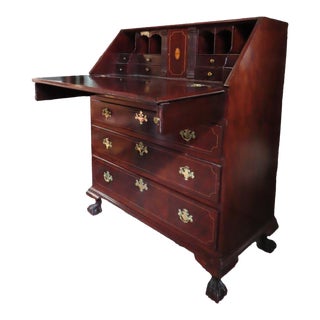 Federal Period Slant Front Flame Mahogany Desk For Sale