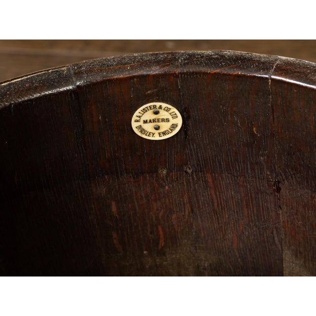 Brown Labeled English 1900s R.A. Lister & Co. Oak and Brass Barrel with Open Section For Sale - Image 8 of 10