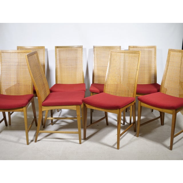 Mid-Century Modern Walnut Wicker Dining Chairs by Dillingham, 1960s, Set of 8 For Sale - Image 4 of 13