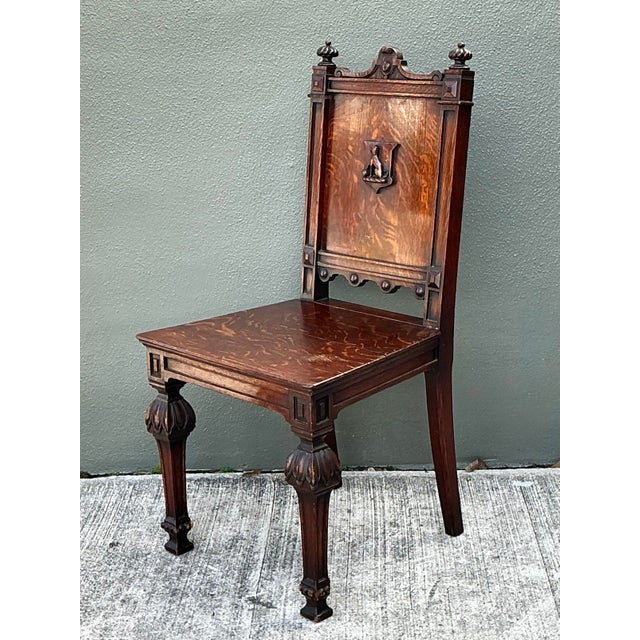 Vintage English Hall Chair With Dog Motif For Sale - Image 12 of 12