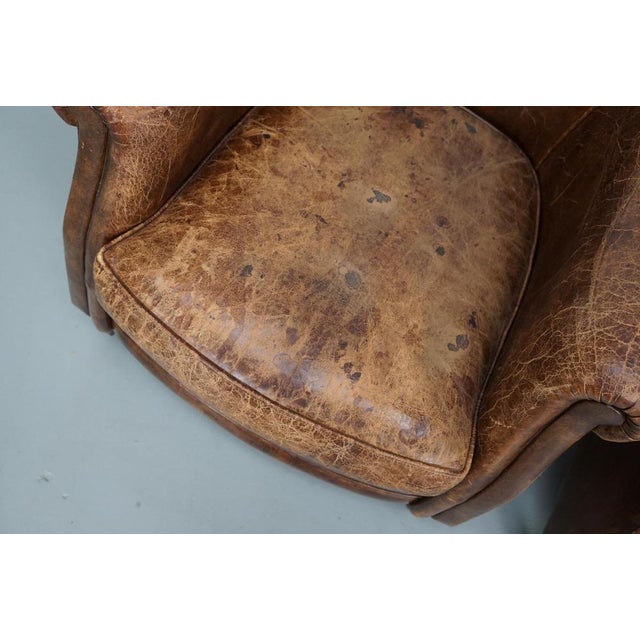 Vintage Dutch Cognac Colored Leather Club Chairs, Set of 2 For Sale - Image 5 of 18