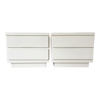 Postmodern Cream Lacquer Laminate Nightstands - a Pair For Sale