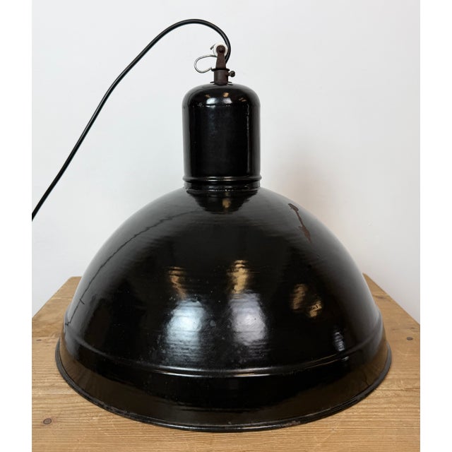 Industrial Black Enamel Factory Pendant Lamp, 1950s For Sale - Image 15 of 18