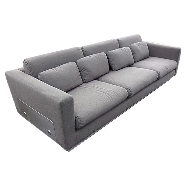 Vintage Steel and Fabric Sofa, 1970s For Sale