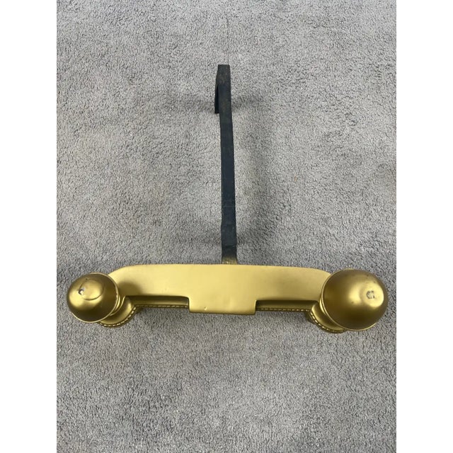 Vintage French Louis XVI Brass Andirons With Acorn Finials & Swag Detail, a Pair For Sale - Image 9 of 9