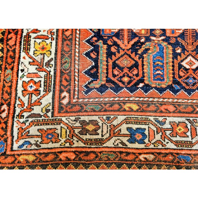 Vintage Persian Malayer Rug, Hand-Knotted Wool, Paisley Pattern, 5x6, Navy & Ivory For Sale - Image 17 of 18