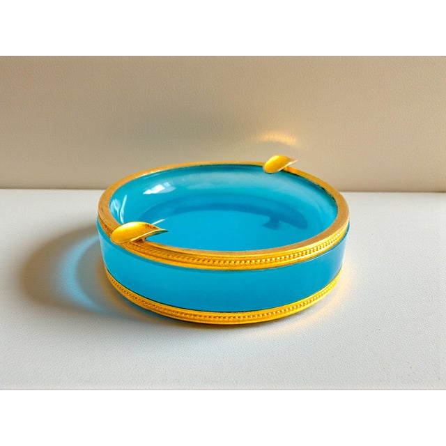 Metal Vintage Murano Opaline Glass Ashtray from Manifattura Di Murano, 1970s For Sale - Image 7 of 8